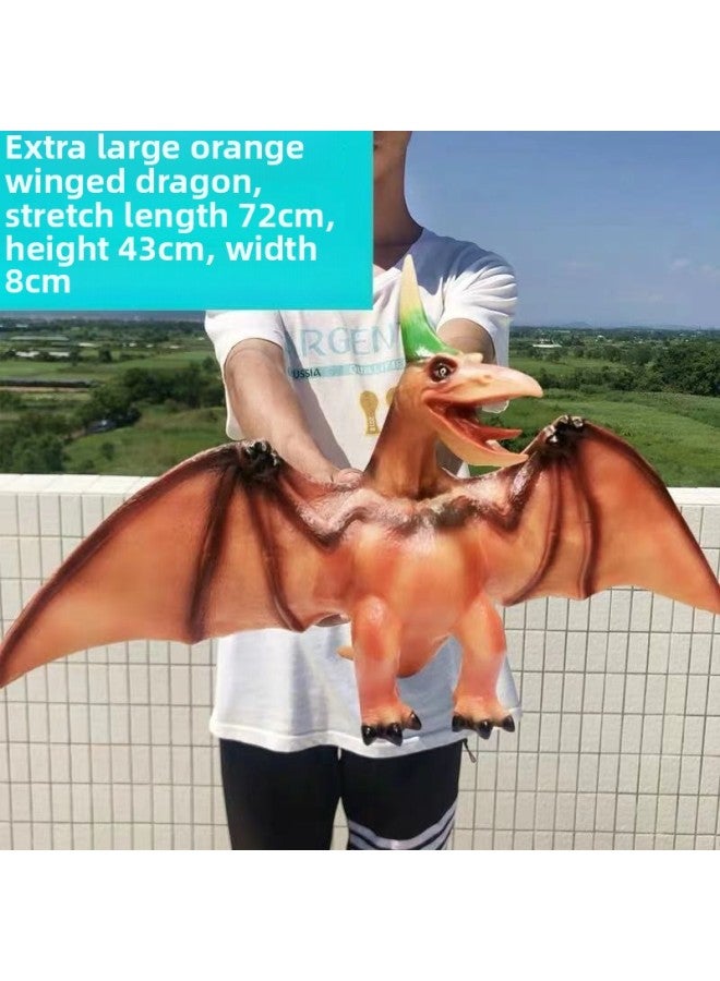 Dinosaur Toy Simulation Soft Glue Large Vocal Vinyl Children Tyrannosaurus Rex Triceratops Animal Dinosaur Model-Color:Oversized Pterosaur Orange - Image 1