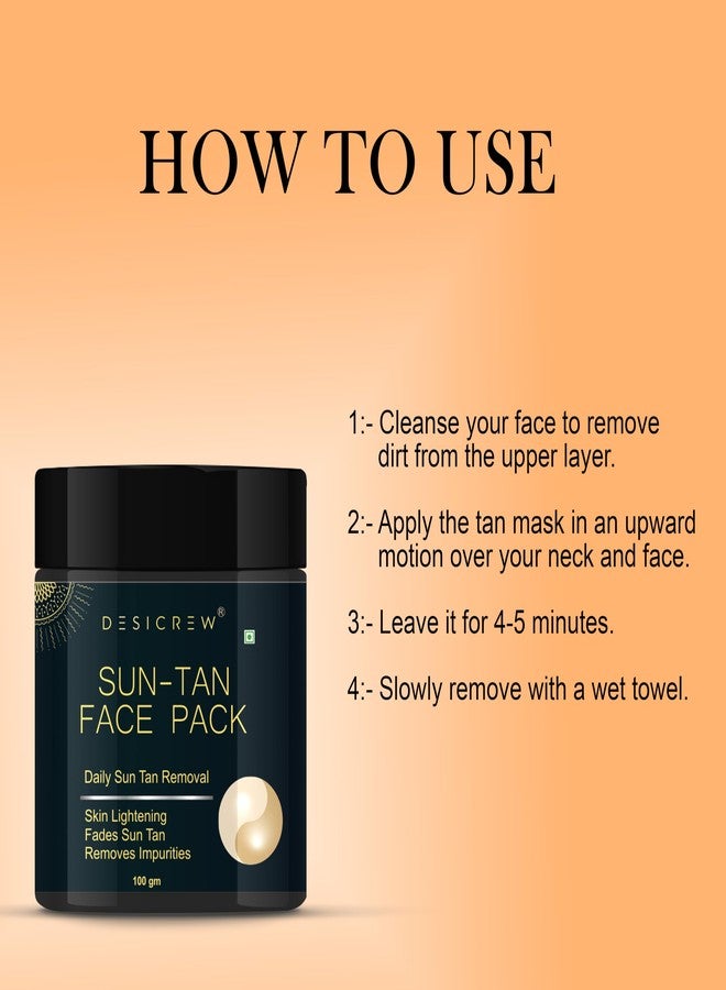 DESICREW Desi Crew D-TAN Face Pack for Instant Tan Removal & Sun Damage Protection | D Tan Pack for Blackheads & Tan Removal | Helps Instant Glow & Clear Skin | Ideal for All Skin Types 100 Gm - Image 4