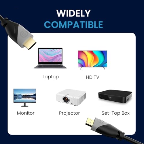 Portronics Konnect Sync 4K@60Hz HDMI to HDMI Cable, 10M Length with Support eARC and Compatible with Smart HDTV, Laptop, Monitor, Projector, eARC enable Soundbar(Black) - Image 3