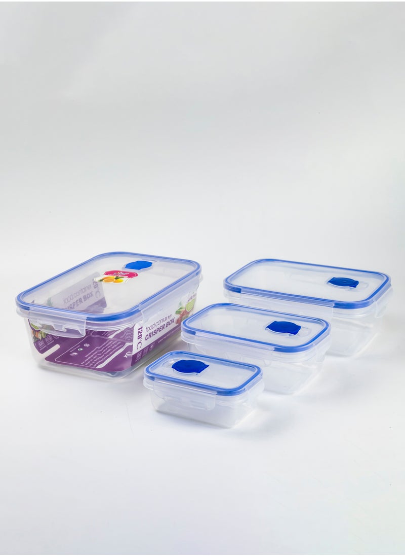 4 pieces crisper box food container - Clear/Blue