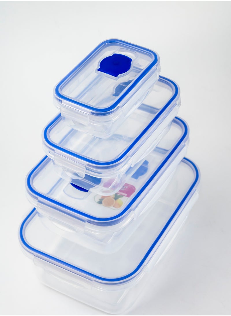 4 pieces crisper box food container - Clear/Blue
