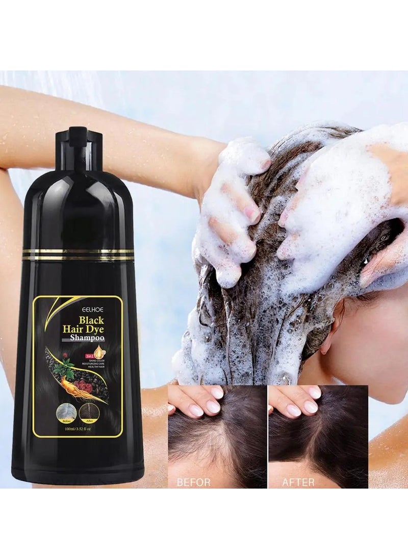 EELHOE - Black Hair Dye Shampoo for Gray Hair Instant Hair Color Shampoo 3 in 1 for Women and Men, Herbal Ingredients 100% Grey Hair Coverage - Image 1