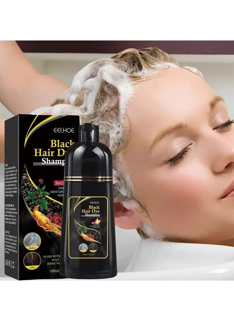 EELHOE - Black Hair Dye Shampoo for Gray Hair Instant Hair Color Shampoo 3 in 1 for Women and Men, Herbal Ingredients 100% Grey Hair Coverage - Image 1