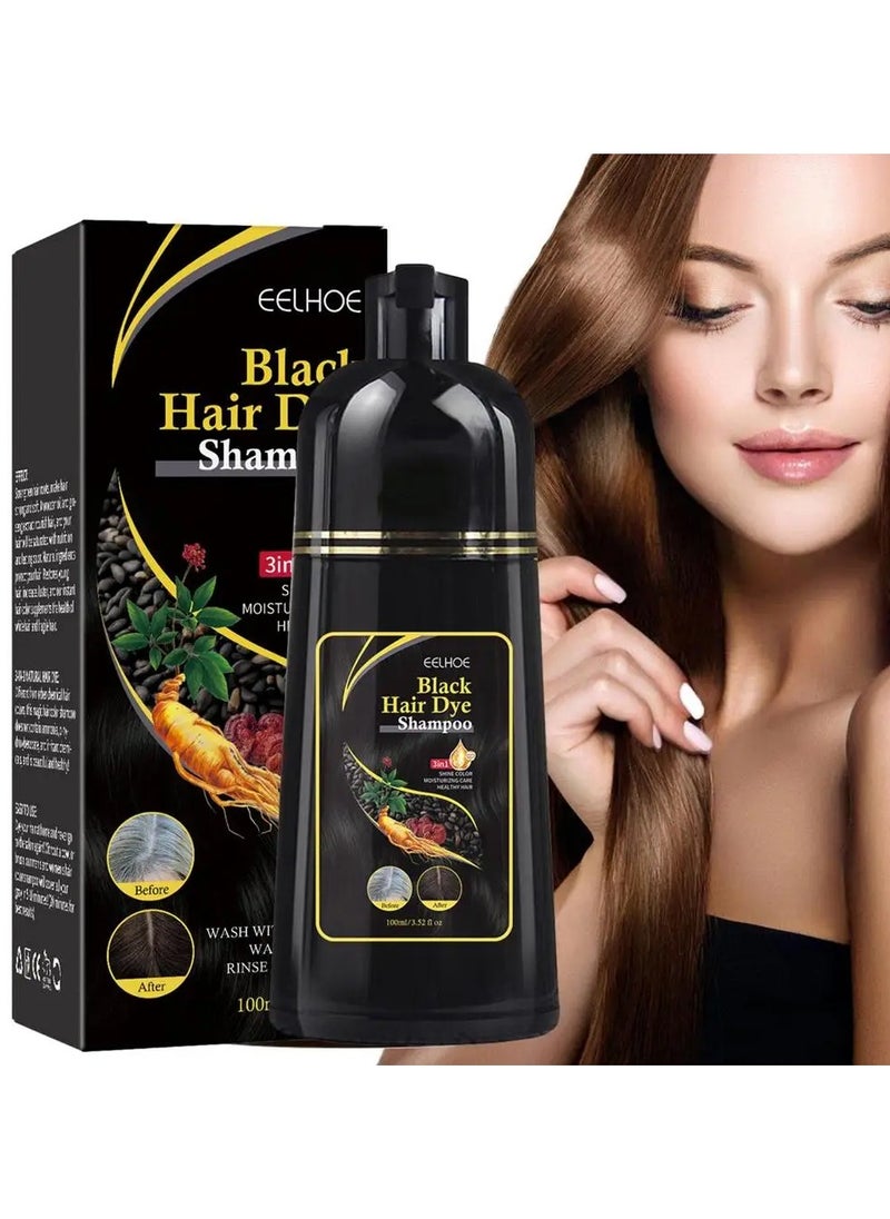 EELHOE - Black Hair Dye Shampoo for Gray Hair Instant Hair Color Shampoo 3 in 1 for Women and Men, Herbal Ingredients 100% Grey Hair Coverage - Image 1