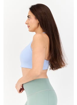 Adidas Women Brand Loge Padded Sports Bra, Light Blue  - Image 4