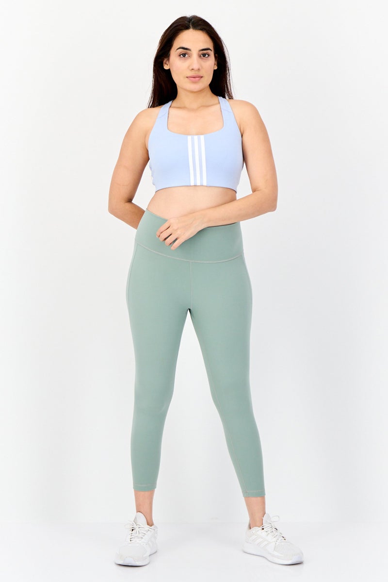 Adidas Women Brand Loge Padded Sports Bra, Light Blue - Image 3