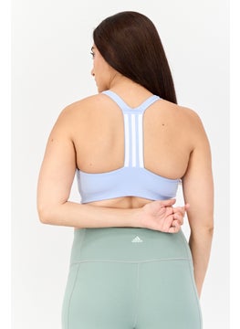 Adidas Women Brand Loge Padded Sports Bra, Light Blue  - Image 2