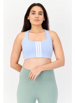 Adidas Women Brand Loge Padded Sports Bra, Light Blue  - Image 1