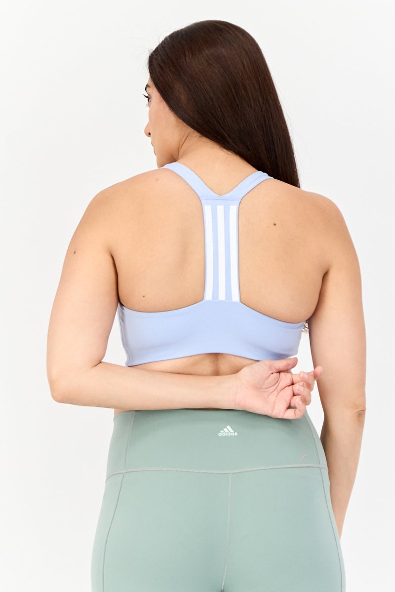 Adidas Women Brand Loge Padded Sports Bra, Light Blue - Image 2