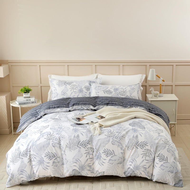 OAITE Duvet Cover Set100 Cotton Comforter Cover with Floral Pattern Duvet Cover SetSoft Bedding Set Includes with 3 Piece 2 Pillow Shams1 Duvet Cover