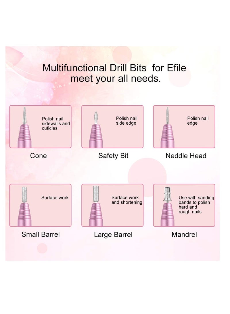 Excefore Electric Nail Drill, Professional USB Electric Nail Drill Machine for Acrylic Nails, Portable Electrical Nail File Polishing Tool Manicure Pedicure Nail Supplies for Home and Salon Use, Pink - Image 4