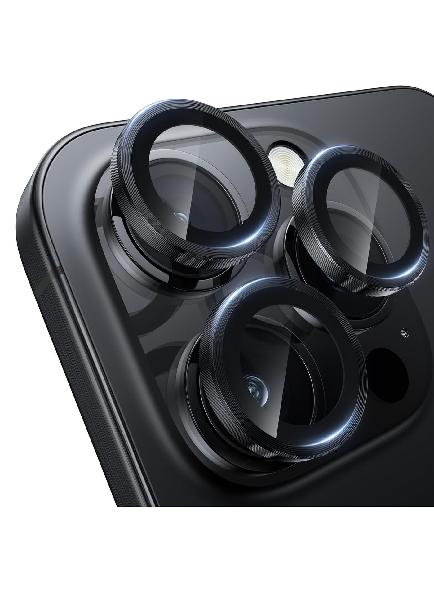 ACLIX Camera Lens Protector for iPhone 16 Pro/iPhone 16 Pro Max, Shatterproof, Ultra-thin Aluminum Alloy Ring, Camera Lens Protective Film, (Black)