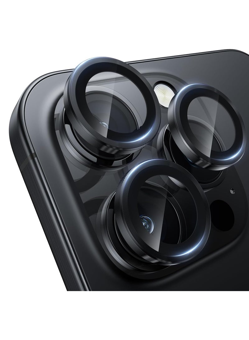Camera Lens Protector for iPhone 16 Pro/iPhone 16 Pro Max, Shatterproof, Ultra-thin Aluminum Alloy Ring, Camera Lens Protective Film, (Black) - Image 1