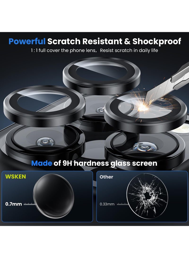 Camera Lens Protector for iPhone 16 Pro/iPhone 16 Pro Max, Shatterproof, Ultra-thin Aluminum Alloy Ring, Camera Lens Protective Film, (Black) - Image 2