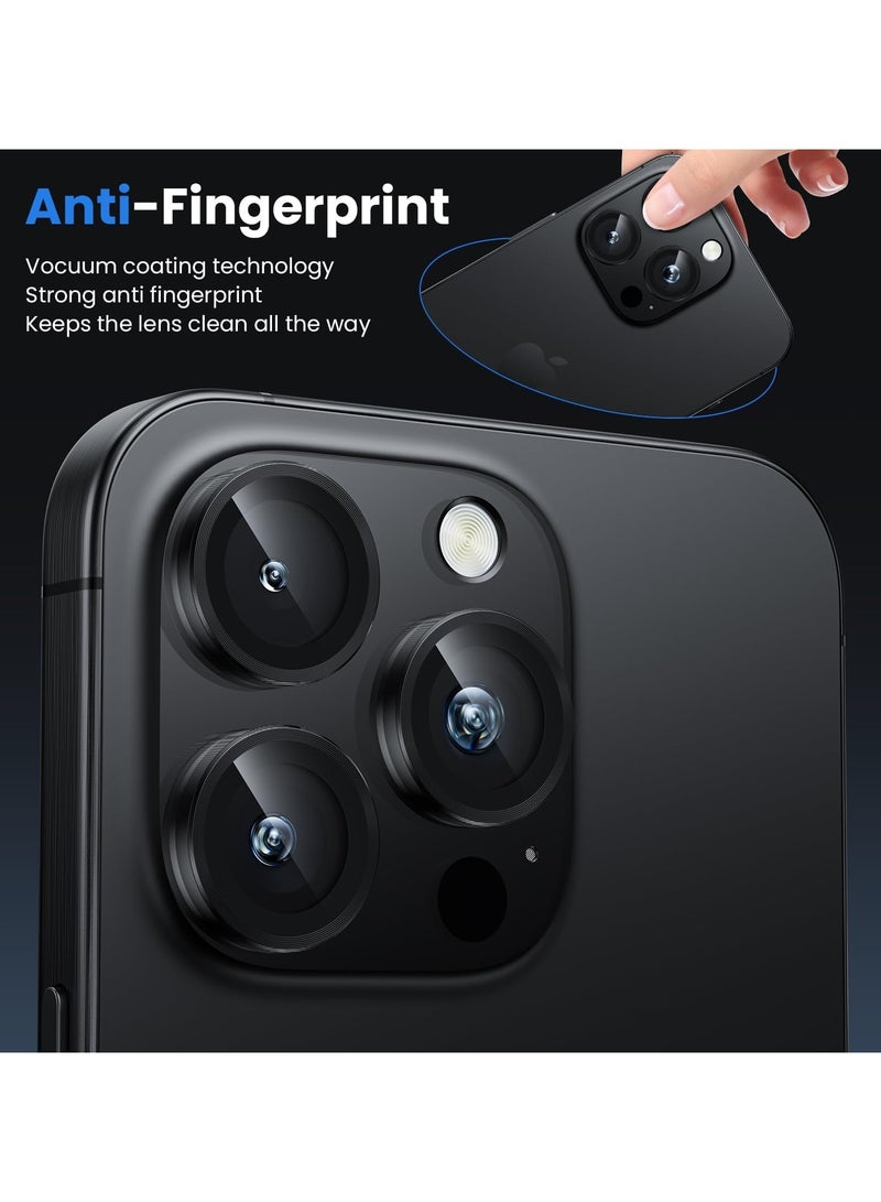 Camera Lens Protector for iPhone 16 Pro/iPhone 16 Pro Max, Shatterproof, Ultra-thin Aluminum Alloy Ring, Camera Lens Protective Film, (Black) - Image 3