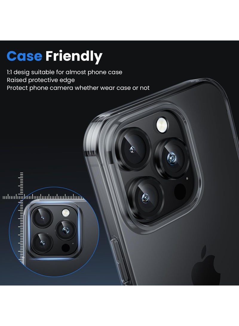 Camera Lens Protector for iPhone 16 Pro/iPhone 16 Pro Max, Shatterproof, Ultra-thin Aluminum Alloy Ring, Camera Lens Protective Film, (Black) - Image 4