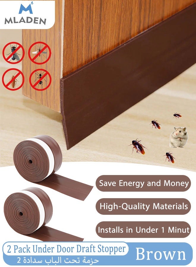 MLADEN 2 Pack Door Draft Stopper, Door Air Stopper, Door Bottom Seal Dust and Noise Insulation Weather Stripping Draft Guard Insulator,  (Save Energy – installs Quickly and Easily) Door Strip Brown 2M - Image 1