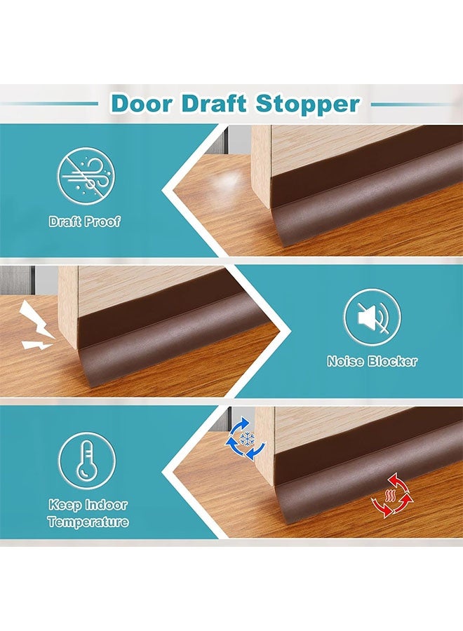 MLADEN 2 Pack Door Draft Stopper, Door Air Stopper, Door Bottom Seal Dust and Noise Insulation Weather Stripping Draft Guard Insulator,  (Save Energy – installs Quickly and Easily) Door Strip Brown 2M - Image 5