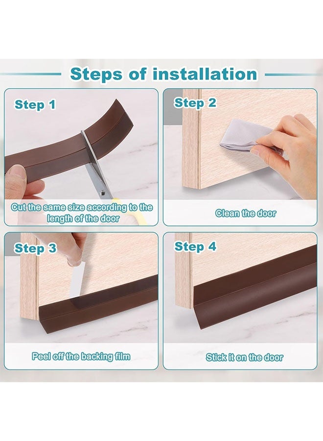 MLADEN 2 Pack Door Draft Stopper, Door Air Stopper, Door Bottom Seal Dust and Noise Insulation Weather Stripping Draft Guard Insulator,  (Save Energy – installs Quickly and Easily) Door Strip Brown 2M - Image 4