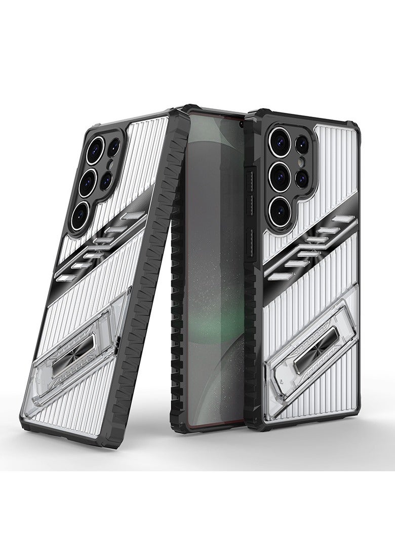 كاس: السرعة جراب شفاف ممتاز مضاد للسقوط مع حامل قابل للطي بتقنية 5G لهاتف Galaxy S25 Ultra - Image 1