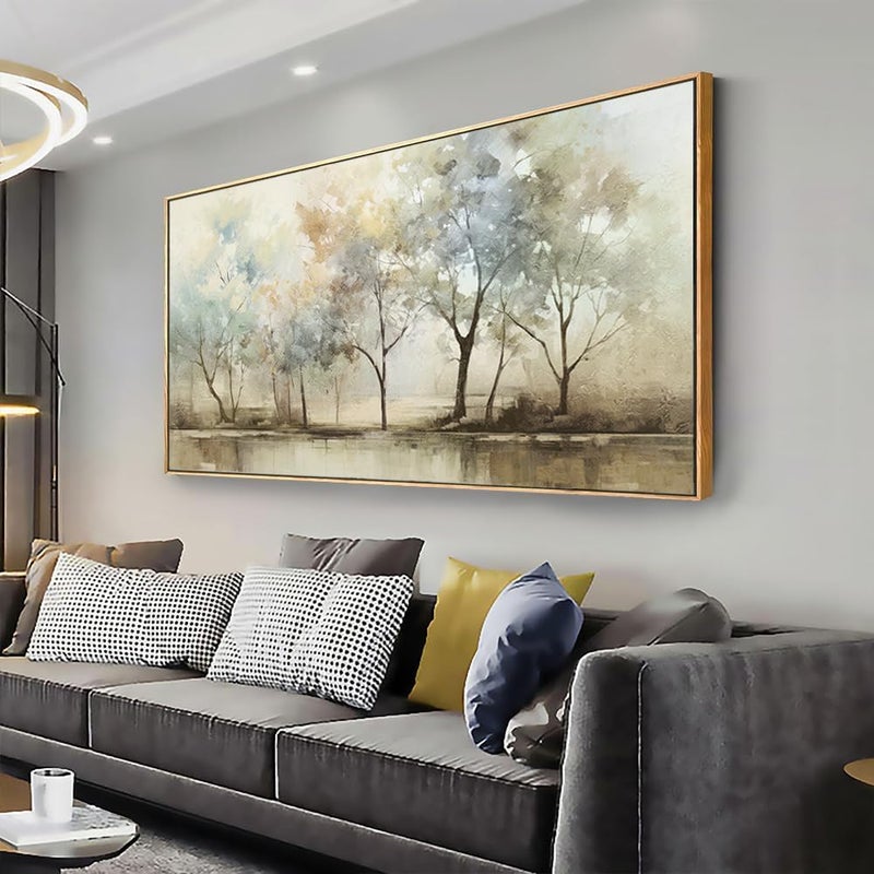 VHMING Abstract Canvas Wall Art - Retro Trees - Image 1