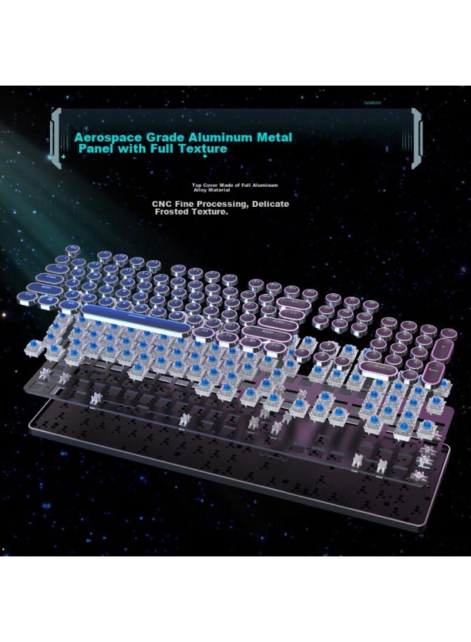 Eweadn Tk950 Wireless Bluetooth Punk Mechanical Keyboard, Wired Tri-mode, For Office And Gaming, Compatible With Computers And Laptops, E-sports, Blue Switch, Retro Peripherals, White With White Backlight - Image 2