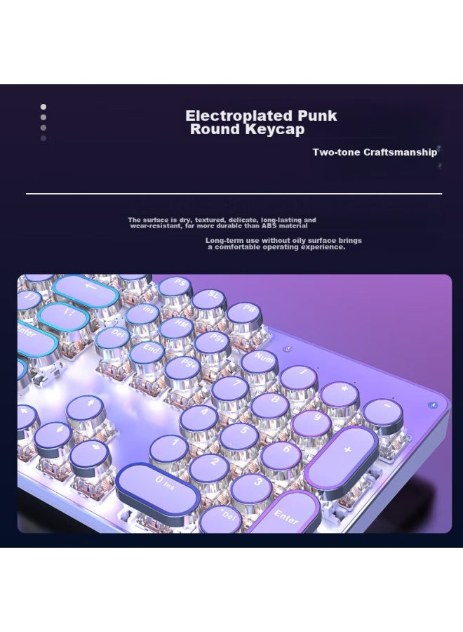 Eweadn Tk950 Wireless Bluetooth Punk Mechanical Keyboard, Wired Tri-mode, For Office And Gaming, Compatible With Computers And Laptops, E-sports, Blue Switch, Retro Peripherals, White With White Backlight - Image 5