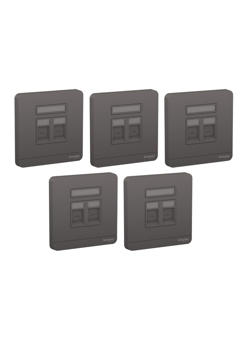Schneider Electric Schneider Electric AvatarOn E8332RJS_DG 1 Gang 2 Keystone Wallplate Jack RJ-45 Dark Grey - Pack of 5 
