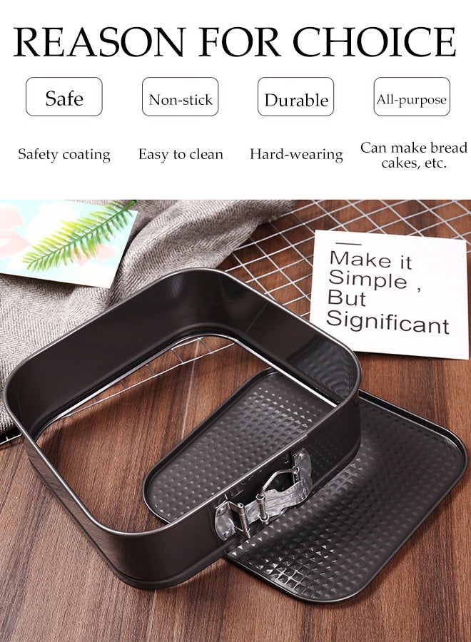 DUNISO 2 Pcs Non-Stick Bread Baking Pans Set Square Cake Mold Pan Leak-proof Bottom Removable Bakeware Multi-functional Heavy-Duty Rust Resistant Bread Baking Tray for Cake, Cheesecakes, Pizza, and Quiches - Image 3