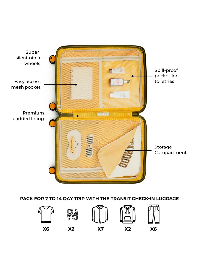 Mokobara The Transit Check-In Luggage - Polycarbonate Material | So Matcha 2.0, Green