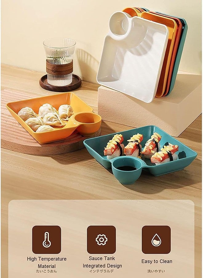 KIPSOME Divided Serving Platter with Dipping Bowls, Party Tray for Snacks and Sauce, Multipurpose Dish (Yellow, Pack of 8) - Image 4