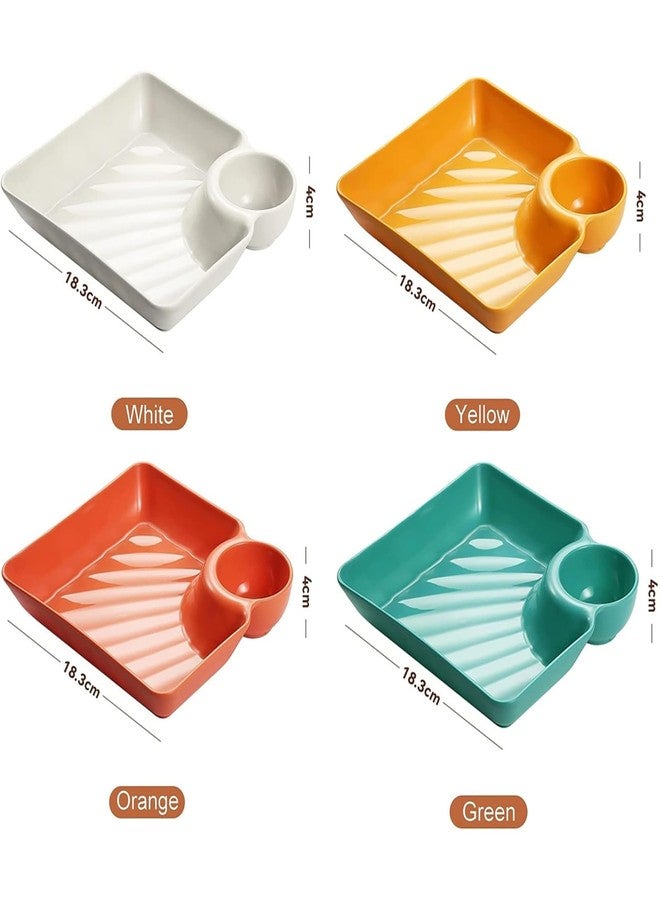 KIPSOME Divided Serving Platter with Dipping Bowls, Party Tray for Snacks and Sauce, Multipurpose Dish (Yellow, Pack of 8) - Image 3