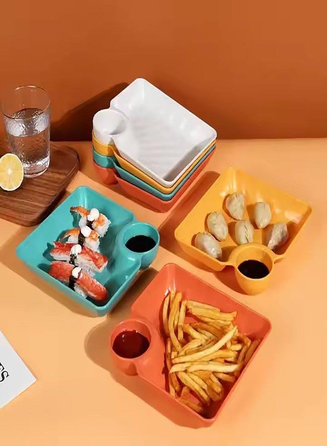 KIPSOME Divided Serving Platter with Dipping Bowls, Party Tray for Snacks and Sauce, Multipurpose Dish (Yellow, Pack of 8) - Image 2