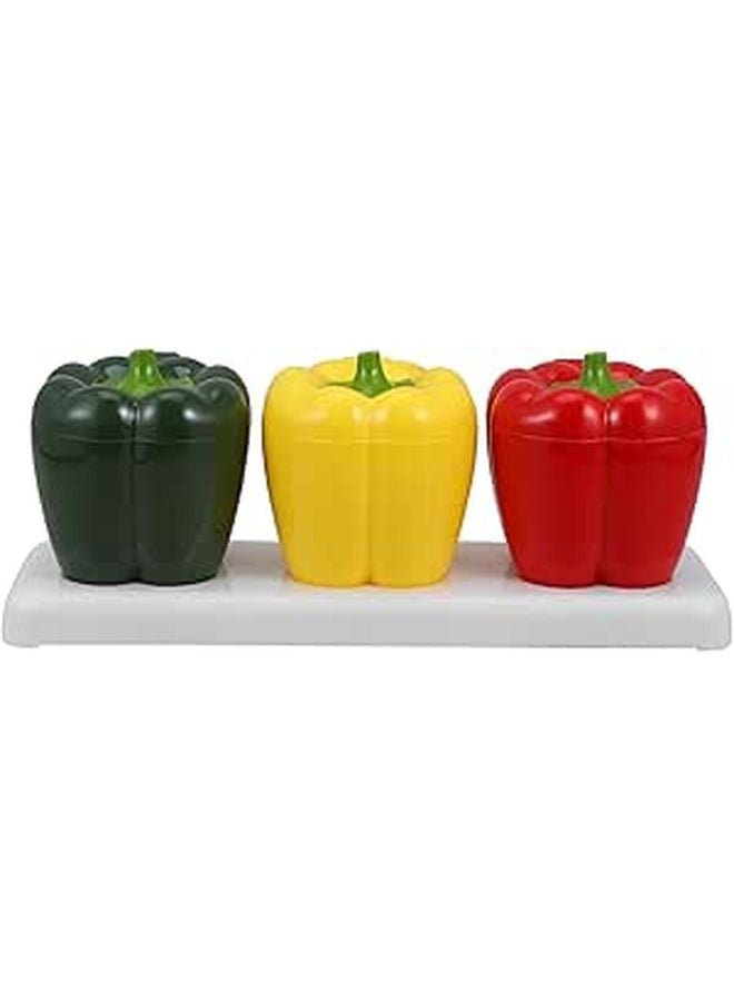 Pepper Shaped Plastic Spice Jars Set Airtight Condiment Storage Containers Red Yellow Green - Image 1