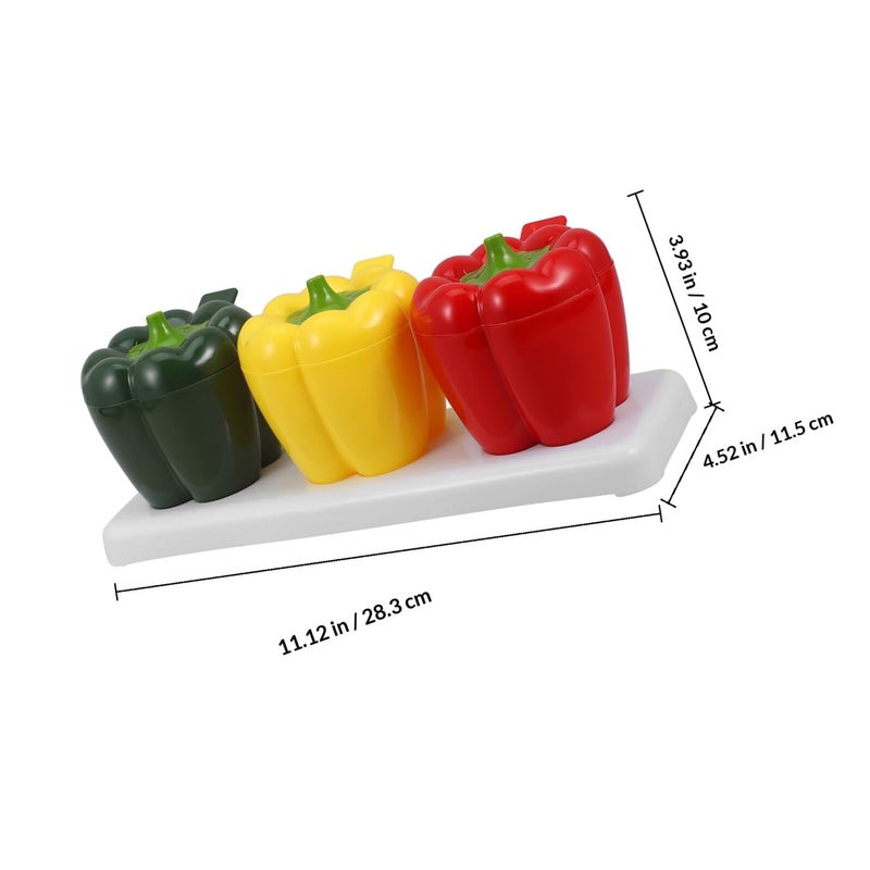 Pepper Shaped Plastic Spice Jars Set Airtight Condiment Storage Containers Red Yellow Green - Image 3