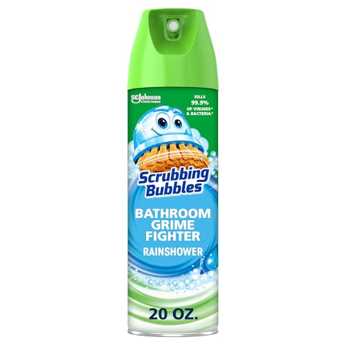Scrubbing Bubbles Bathroom and Shower Cleaner Disinfectant Aerosol, Foaming Action Bathroom Grime Fighter, Rainshower Scent, 20oz - Image 1