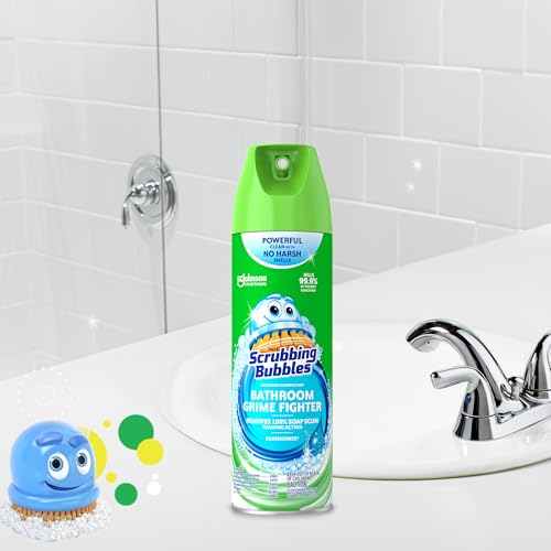 Scrubbing Bubbles Bathroom and Shower Cleaner Disinfectant Aerosol, Foaming Action Bathroom Grime Fighter, Rainshower Scent, 20oz - Image 3