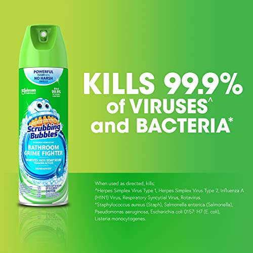 Scrubbing Bubbles Bathroom and Shower Cleaner Disinfectant Aerosol, Foaming Action Bathroom Grime Fighter, Rainshower Scent, 20oz - Image 2