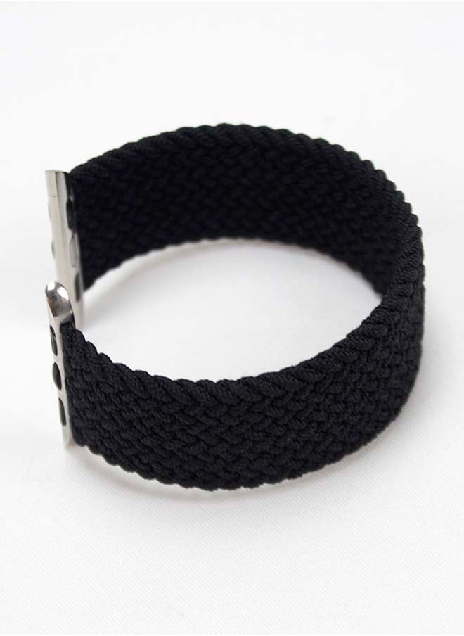Foxcon - Replacement Nylon Braided Apple Watch Band for 42MM/44MM/45/49MM Medium Black - Image 1