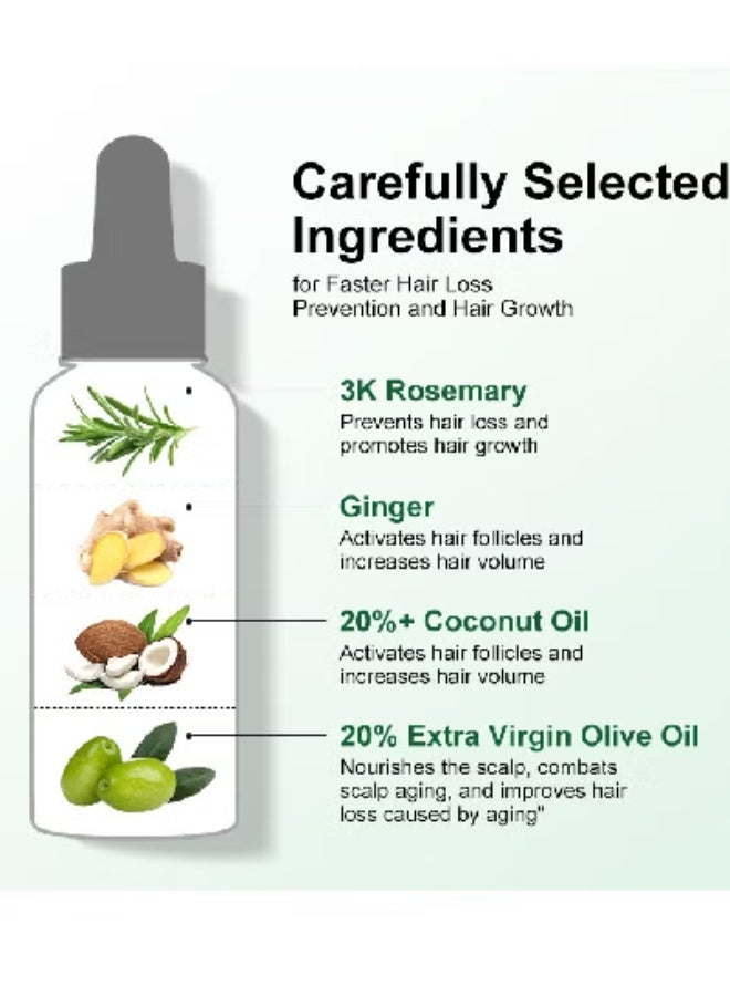 PURC Hair Growth Essential Oil with Rosemary and Ginger – Anti Hair Loss Serum, Deep Nourishment, Moisturizing & Strengthening Hair Treatment – 50ml - Image 2