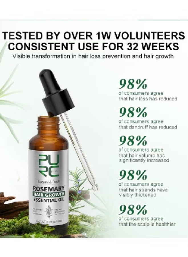 PURC Hair Growth Essential Oil with Rosemary and Ginger – Anti Hair Loss Serum, Deep Nourishment, Moisturizing & Strengthening Hair Treatment – 50ml - Image 3