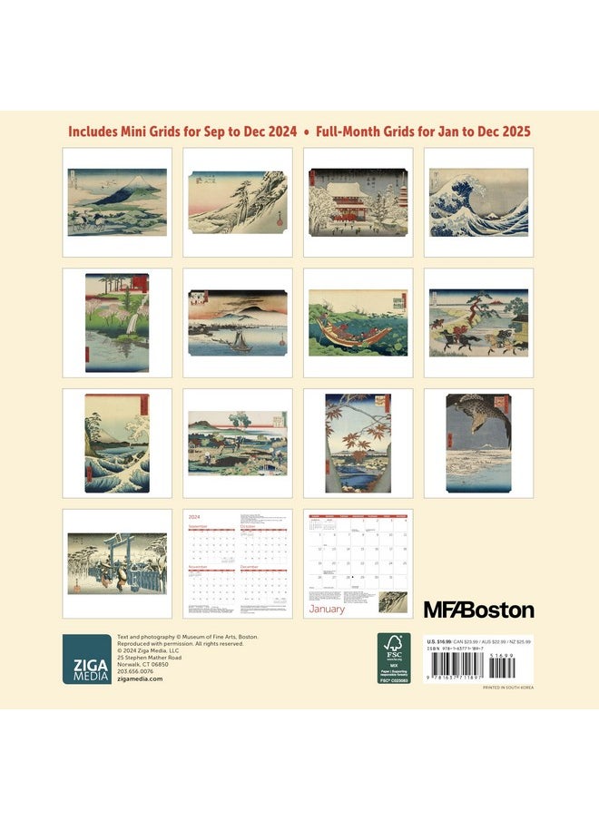 Ziga Media - Mfa, Boston, Japanese Woodblocks Wall Calendar 2025, Monthly January-December 12'' X 12" - Image 1