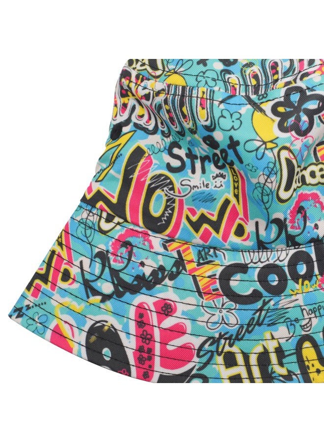 ZLYC Unisex Cute Print Bucket Hat Summer Travel Fisherman Cap for Women Men Teens, Street Art Blue, One size - Image 4