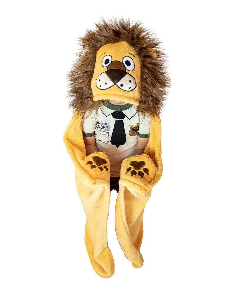 Lazy One Wearable Hooded Blanket for Kids Animal Hooded Blanket Lion