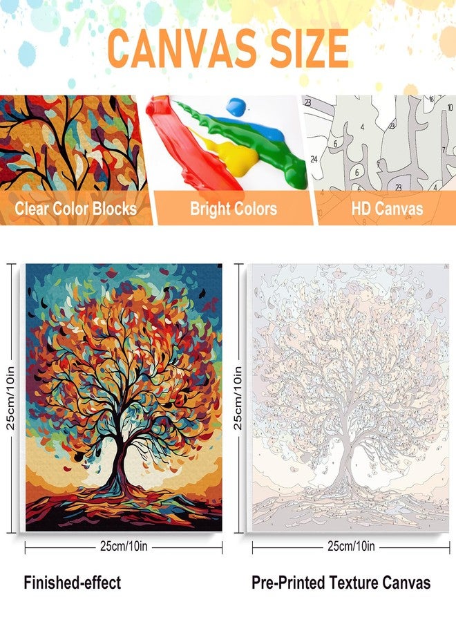 Offito Framed Paint by Numbers Kit for Adults Beginners & Kids Ages 8-12, Tree of Life Acrylic Easy Paint by Number with Frame, Watercolor Paint by Number Kits on Canvas Framed (10 * 10 Inch, Without Easel) - Image 2