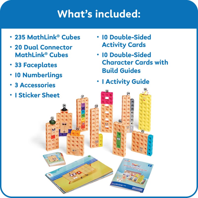 hand2mind مجموعة أنشطة مكعبات الرياضيات من hand2mind Numberblocks 21-30، 20 نشاط تعليمي لرياض الأطفال، مكعبات العد، مكعبات متصلة، ألعاب تعليمية للأطفال، ألعاب الأرقام، أدوات الرياضيات لرياض الأطفال - Image 2