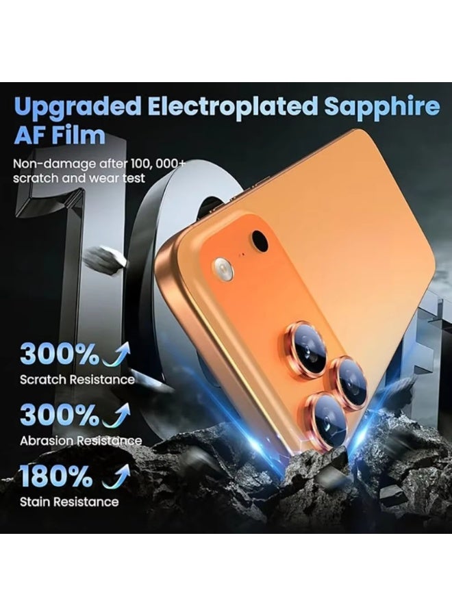 ZXING Upgraded Electroplated Sapphire AF Film Camera Lens Protector for iPhone 17 Pro Max Silver High Scratch Resistant Stain Resistant HD Clarity Precision Fit Design - Image 4