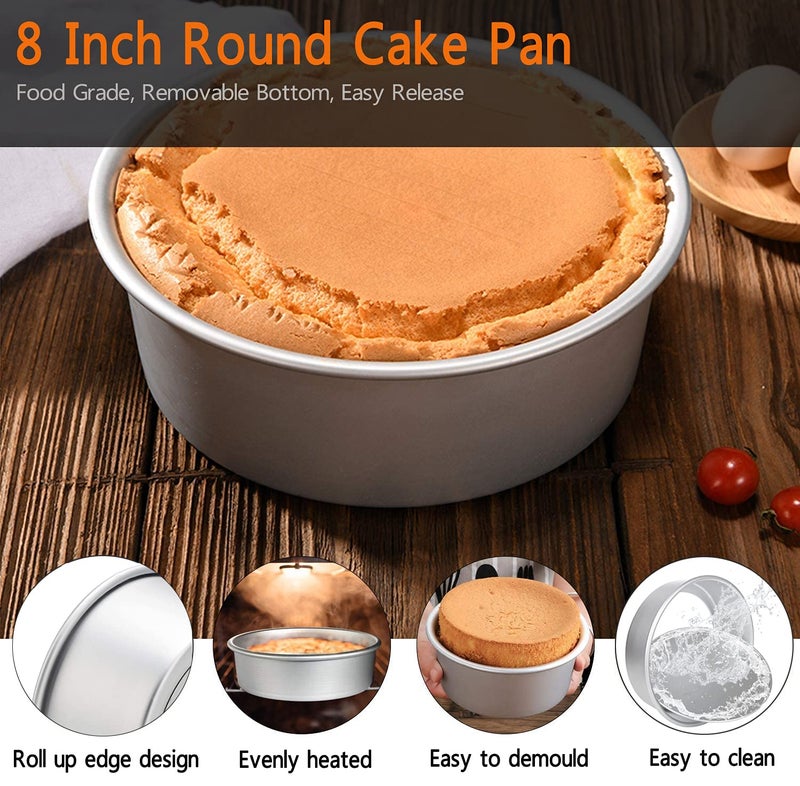 Bezall 8 Inch Round Cake Pan, Non-Stick Cake Baking Pans with Removable Bottom, Aluminum Cheesecake Pan Chiffon Cake Mould - Image 5