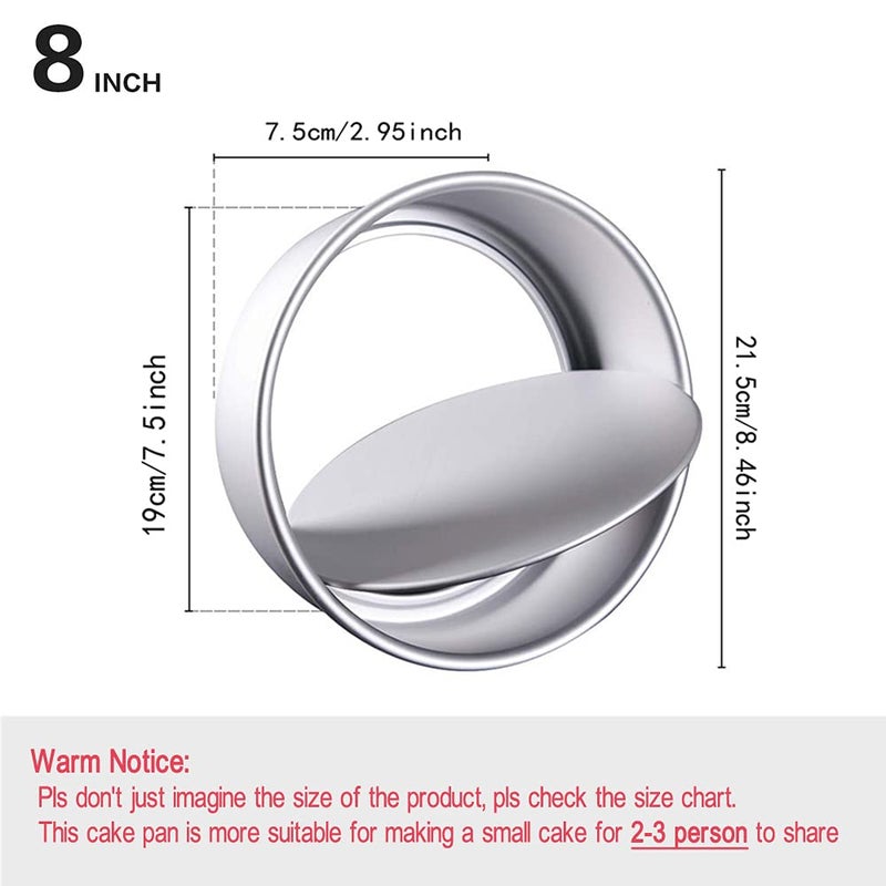 Bezall 8 Inch Round Cake Pan, Non-Stick Cake Baking Pans with Removable Bottom, Aluminum Cheesecake Pan Chiffon Cake Mould - Image 2