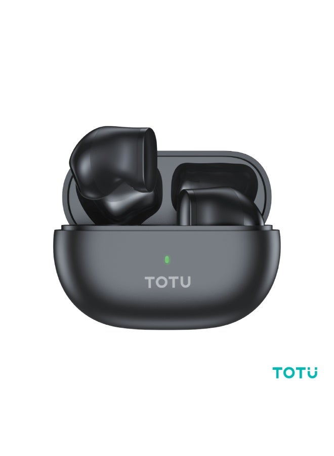 Totu True Wireless Earphones, Bluetooth 5.3, HiFi Stereo Sound, 22 Hours Total Playtime with Type-C Case, Mini In-Ear Earbuds - Black - Image 1
